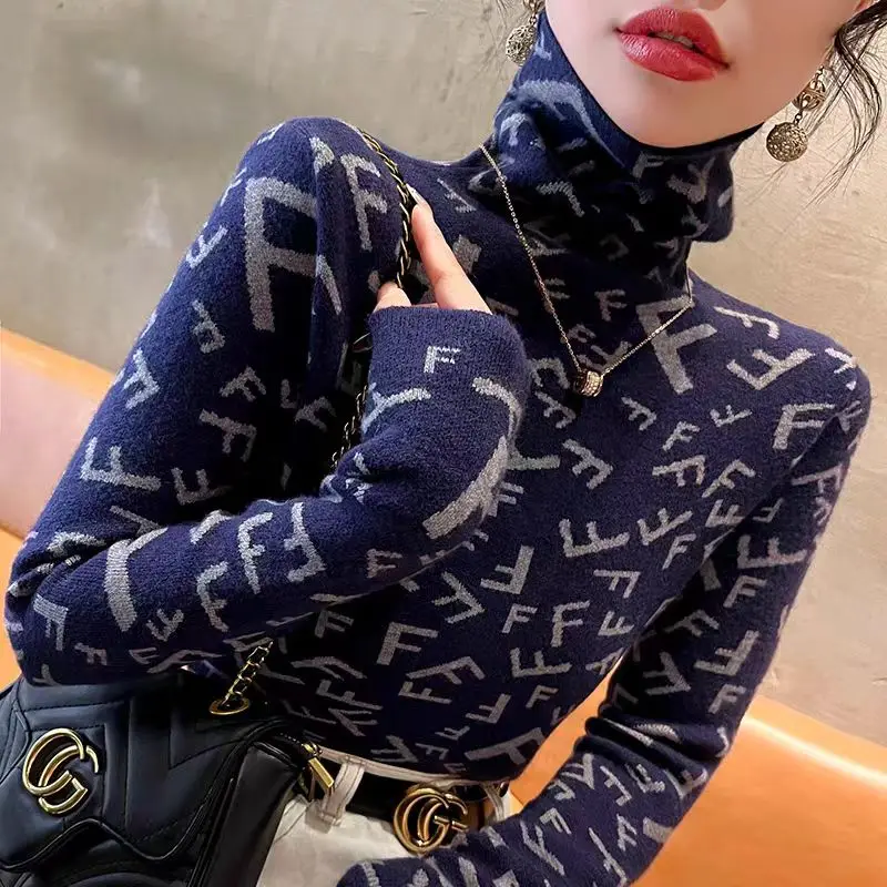 Women Clothing Elegant Fashion Letter Knit Pullover Autumn Winter Casual All-match Half High Collar Long Sleeve Sweater Slim Top
Women Clothing Elegant Fashion Letter Knit Pullover Autumn Winter Casual All-match Half High Collar Long Sleeve Sweater Slim Top