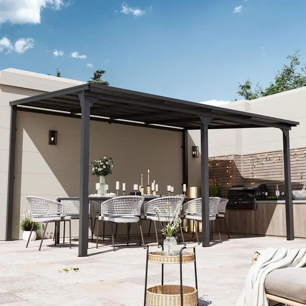 Storeek 10'x14' Wall Mounted Gazebo, Lean to Pergola with Galvanized Steel Sloped Roo & Drainage Gutter, Heavy Duty Outdoor Gaze
Storeek 10'x14' Wall Mounted Gazebo, Lean to Pergola with Galvanized Steel Sloped Roo & Drainage Gutter, Heavy Duty Outdoor Gaze