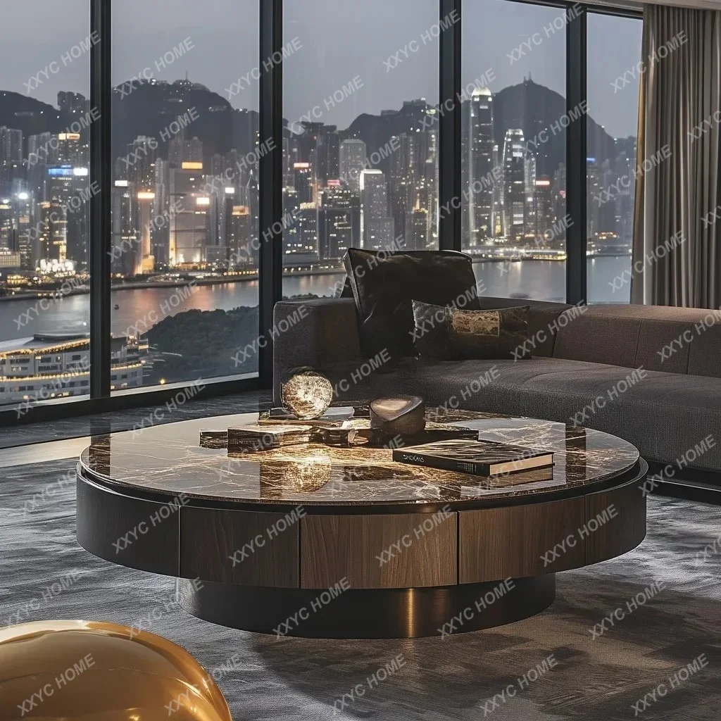 G Round coffee table leather elegant modern style living room, high-end design villa home
G Round coffee table leather elegant modern style living room, high-end design villa home