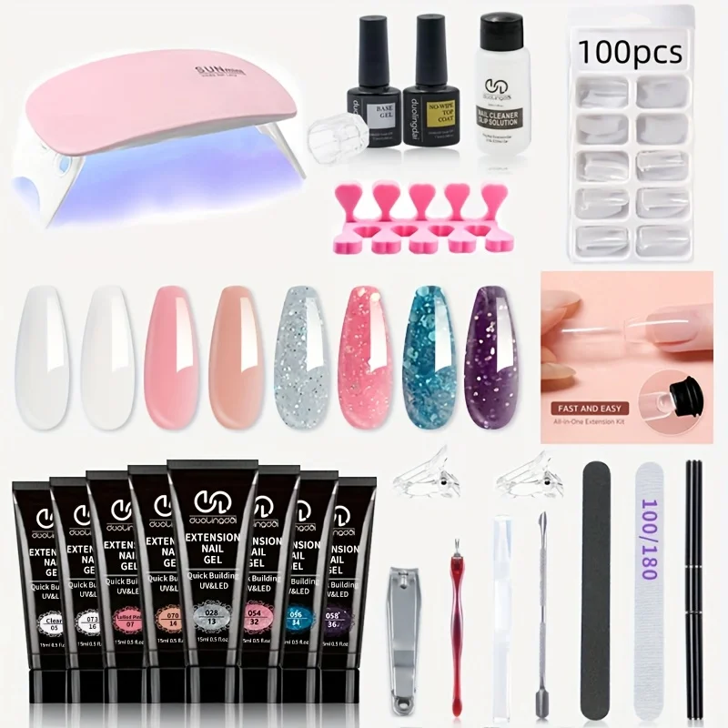 DOULINGDAI Poly Nail Extension Gel Kit, 8 Colors Clear Pink Nude Grey Glitter Neutral Poly Nail Gel Kit Jelly Gel Quick Building Nail Enhancement Manicure Kit Nail Art Design DIY Salon Home Gift.
DOULINGDAI Poly Nail Extension Gel Kit, 8 Colors Clear Pink Nude Grey Glitter Neutral Poly Nail Gel Kit Jelly Gel Quick Building Nail Enhancement Manicure Kit Nail Art Design DIY Salon Home Gift.