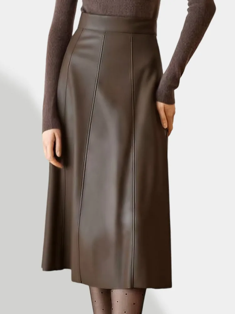 Коричневая, черная кожаная юбка с высокой талией, женская юбка-зонтик средней длины, зима 202, новые шикарные длинные юбки из искусственной кожи, женские
Коричневая, черная кожаная юбка с высокой талией, женская юбка-зонтик средней длины, зима 202, новые шикарные длинные юбки из искусственной кожи, женские