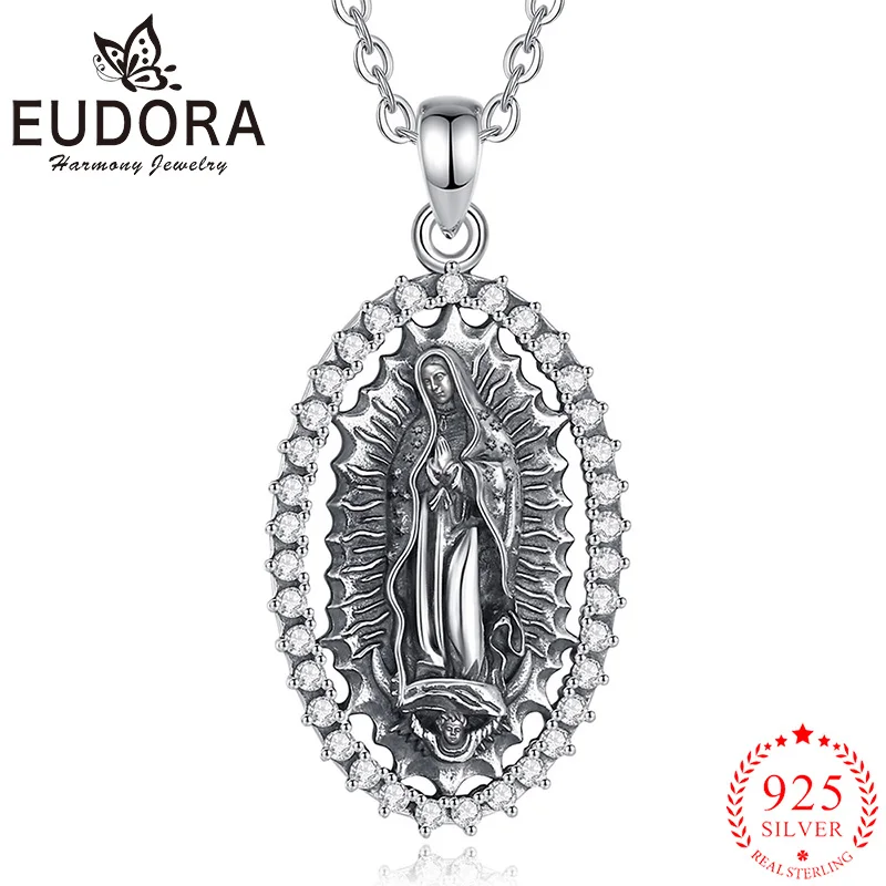 Ожерелье Eudora из стерлингового серебра 925 пробы с изображением Девы Марии, кулон с тонким цирконом Девы Гваделупской, христианские украшения для женщин и мужчин
Ожерелье Eudora из стерлингового серебра 925 пробы с изображением Девы Марии, кулон с тонким цирконом Девы Гваделупской, христианские украшения для женщин и мужчин 