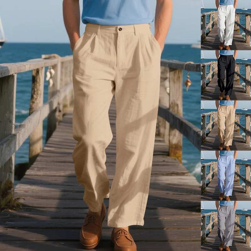 Summer Cotton Linen Men's Casual Pants Loose Straight Business Suit Trousers Men Pants Solid Color
Summer Cotton Linen Men's Casual Pants Loose Straight Business Suit Trousers Men Pants Solid Color