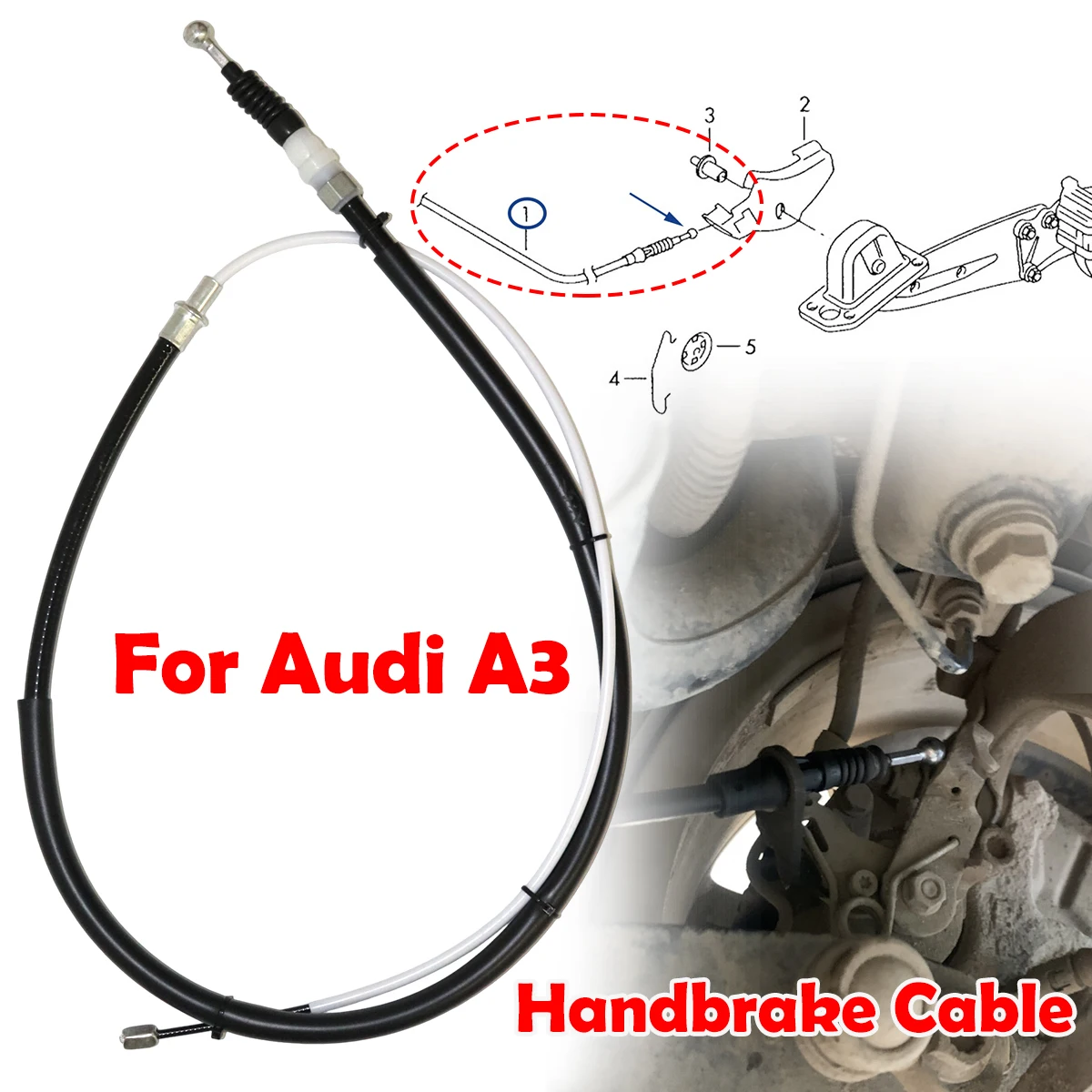 For Audi A3 8P1 Sportback Rear Parking Brake Cable High Tensile Wear Resistant Weatherproof 1K0609721BB Replace Free Zip Ties
For Audi A3 8P1 Sportback Rear Parking Brake Cable High Tensile Wear Resistant Weatherproof 1K0609721BB Replace Free Zip Ties