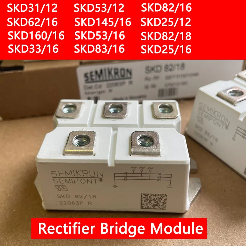 SKD31/12 SKD62/16 SKD160/16 SKD33/16 SKD53/12 SKD145/16 SKD53/16 SKD82/18 SKD82/16 Rectifier Bridge Module NEW
SKD31/12 SKD62/16 SKD160/16 SKD33/16 SKD53/12 SKD145/16 SKD53/16 SKD82/18 SKD82/16 Rectifier Bridge Module NEW