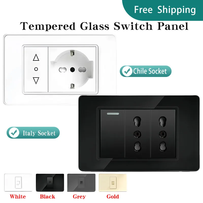 118 Tempered Glass Wall Socket Panel Italian Chile Outlet Type-C USB Fast Charge 16A Switch Scratch resistant Drop resistant
118 Tempered Glass Wall Socket Panel Italian Chile Outlet Type-C USB Fast Charge 16A Switch Scratch resistant Drop resistant