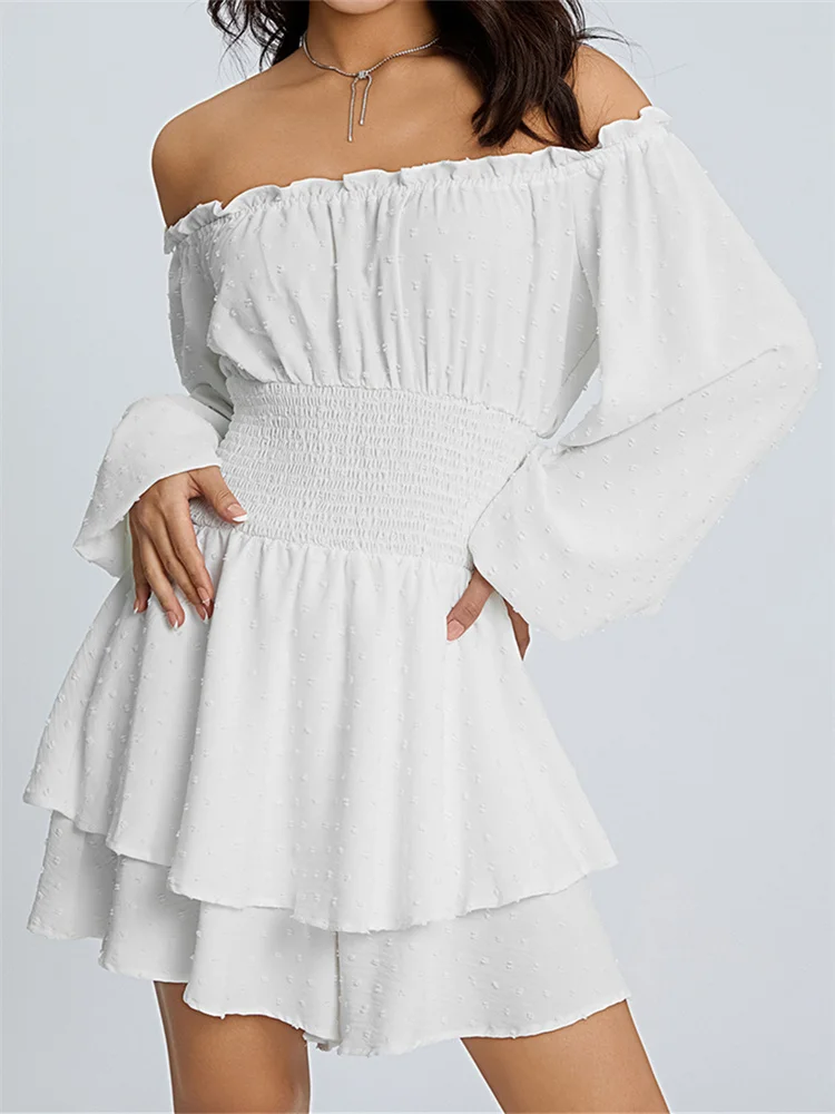 Женский свободный комбинезон со рюшами, летние женские кружевные боди с вырезом лодочкой и длинными рукавами, эластичная талия, боди с воланами, сиамские брюки
Женский свободный комбинезон со рюшами, летние женские кружевные боди с вырезом лодочкой и длинными рукавами, эластичная талия, боди с воланами, сиамские брюки