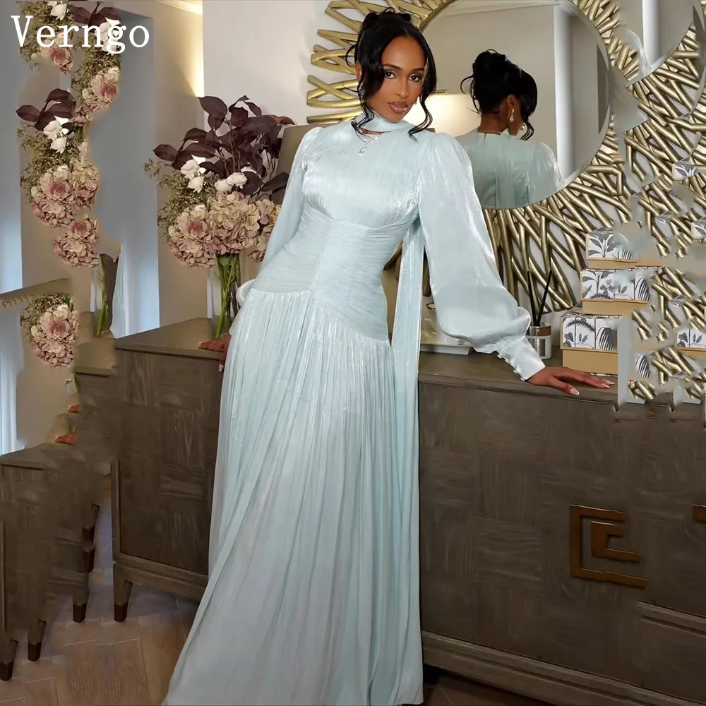 Verngo Light Blue Shiny Chiffon Evening Dress O Neck Full Sleeves A Line Formal Occasion Dress Modest Prom Gowns Customized
Verngo Light Blue Shiny Chiffon Evening Dress O Neck Full Sleeves A Line Formal Occasion Dress Modest Prom Gowns Customized