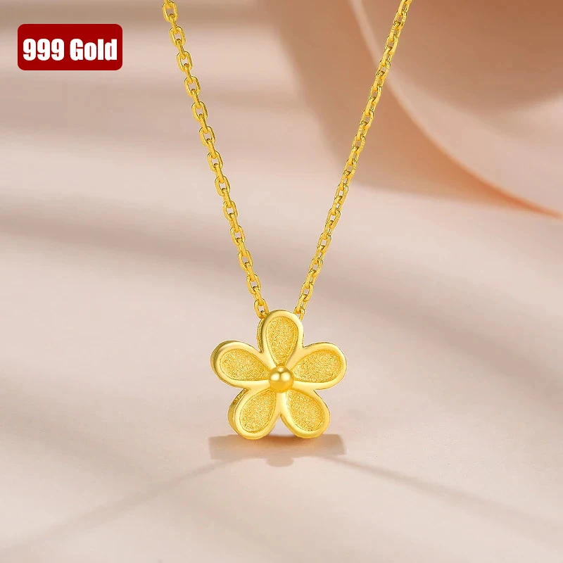 Ожерелье с кулоном из настоящего золота 999 пробы с цветком персика 24 К, изящные украшения для женщин, классический подарок 
Ожерелье с кулоном из настоящего золота 999 пробы с цветком персика 24 К, изящные украшения для женщин, классический подарок