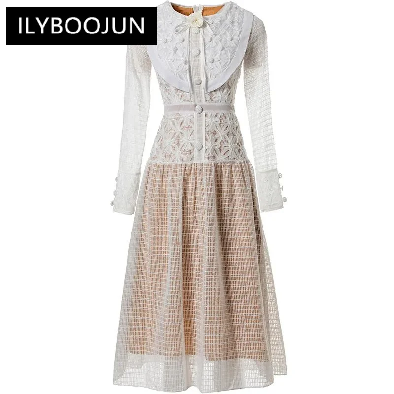 ILYBOOJUN Fashion Design Spring Summer Women's Lace Long-Sleeve Appliques Button High Waiste Party Dresses
ILYBOOJUN Fashion Design Spring Summer Women's Lace Long-Sleeve Appliques Button High Waiste Party Dresses