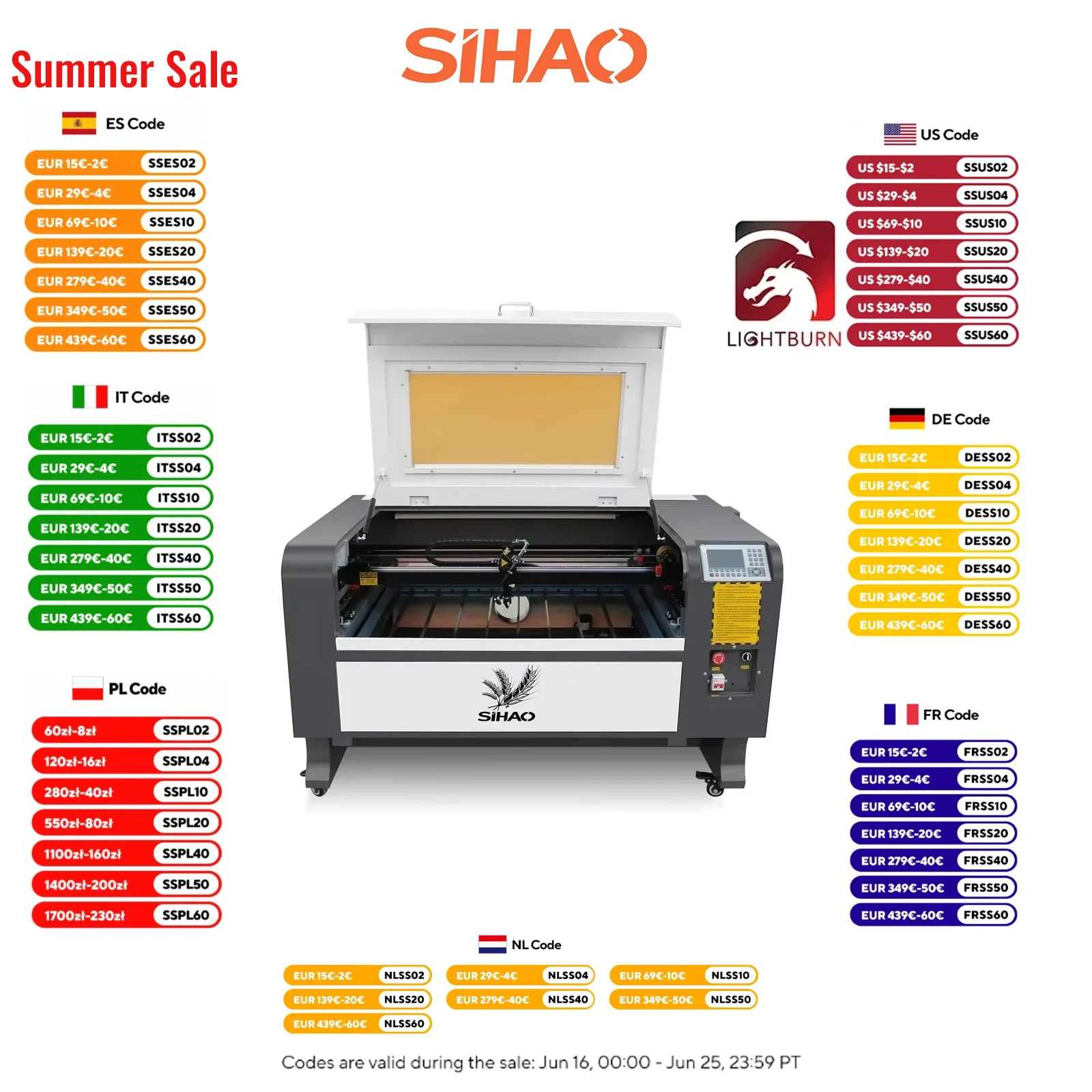 Sihao Laser Engraving Machine Laser Engraver 80W CO2 500x700mm Laser Cutting Laser Engraving RUIDA
Sihao Laser Engraving Machine Laser Engraver 80W CO2 500x700mm Laser Cutting Laser Engraving RUIDA