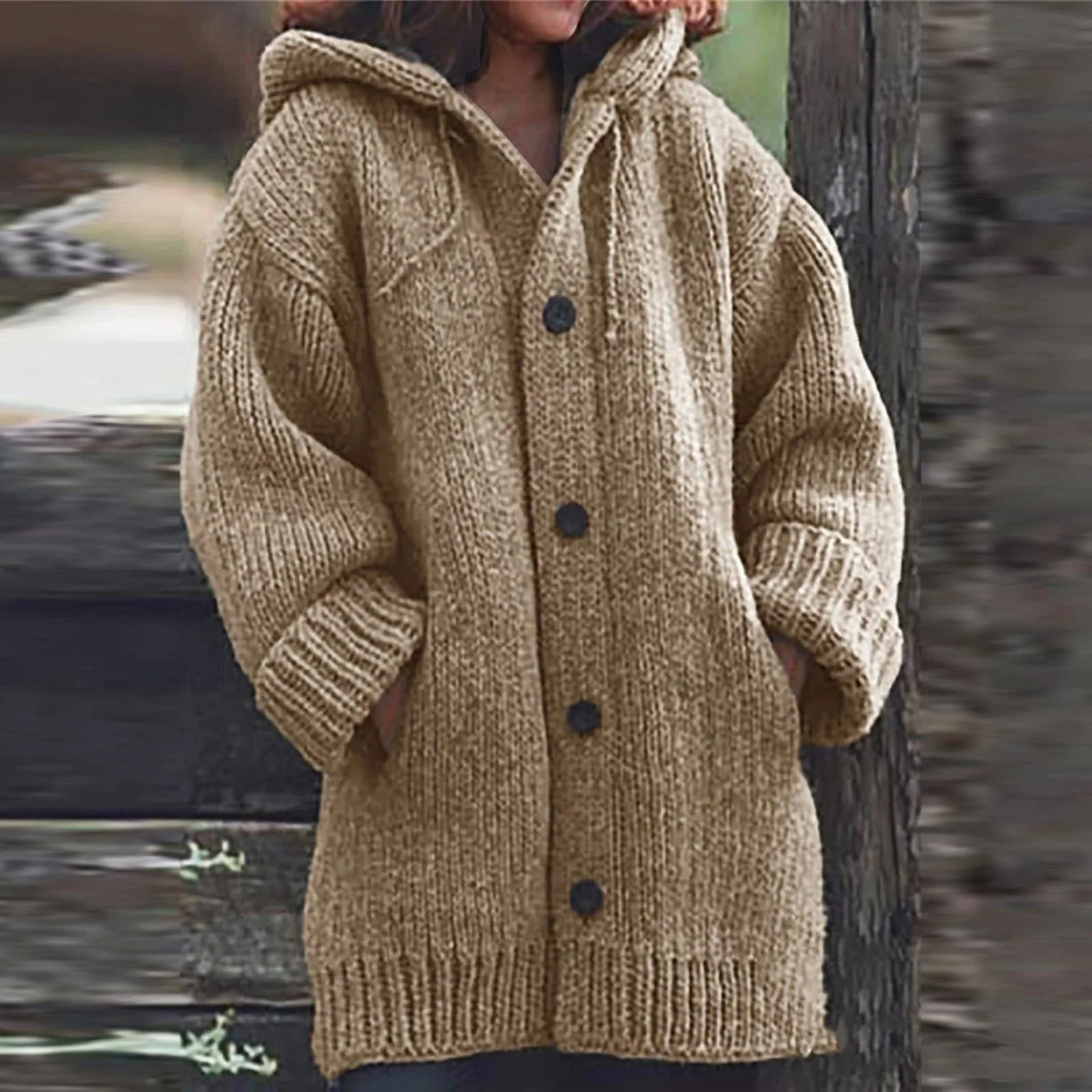 Sweater Coat Women Loose Wool Knitted Coat Single-breasted Cardigans Autumn Winter Women Mid Length Version Cardigan Hooded
Sweater Coat Women Loose Wool Knitted Coat Single-breasted Cardigans Autumn Winter Women Mid Length Version Cardigan Hooded