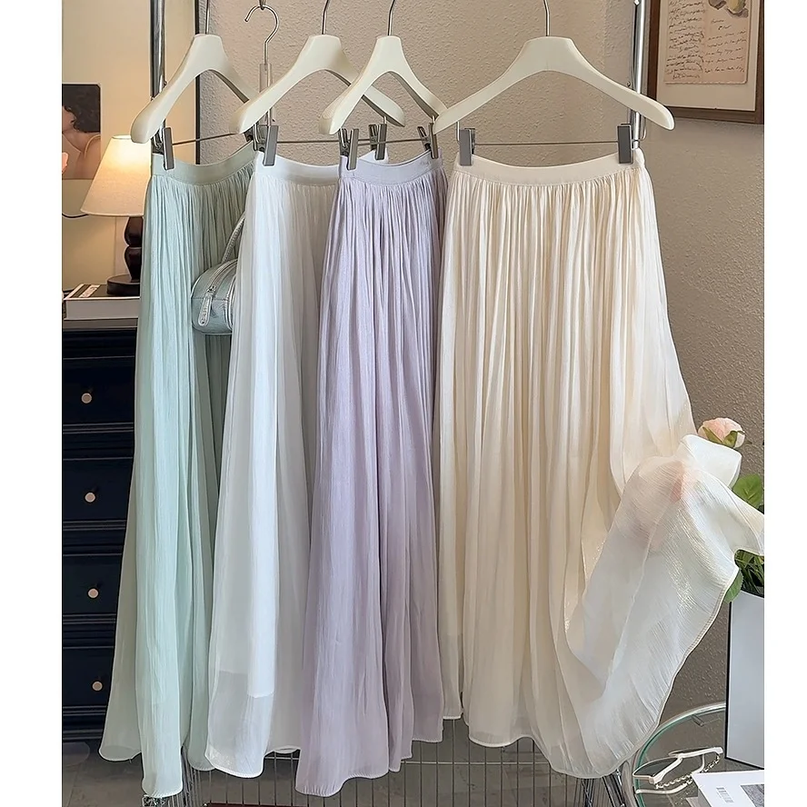 Silky Soft Long Ice Silk Skirt Flowing Glimmering Fabric Summer Cool Sensation Elegant High Waist A-Line Midi Fairy Skirt
Silky Soft Long Ice Silk Skirt Flowing Glimmering Fabric Summer Cool Sensation Elegant High Waist A-Line Midi Fairy Skirt