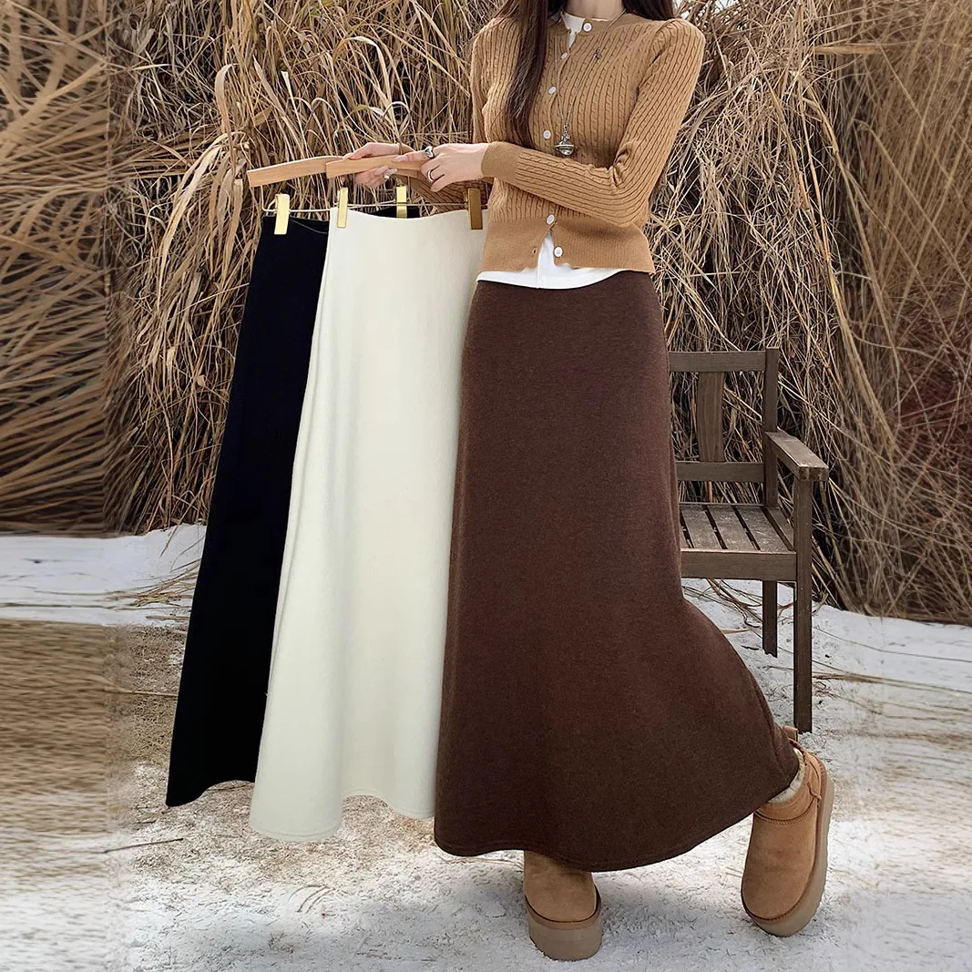 Vintage Chic Fishtail Skirts Elastic High Waist Solid Color Skirts Autumn Winter Korean Style Slim Woolen Skirts
Vintage Chic Fishtail Skirts Elastic High Waist Solid Color Skirts Autumn Winter Korean Style Slim Woolen Skirts