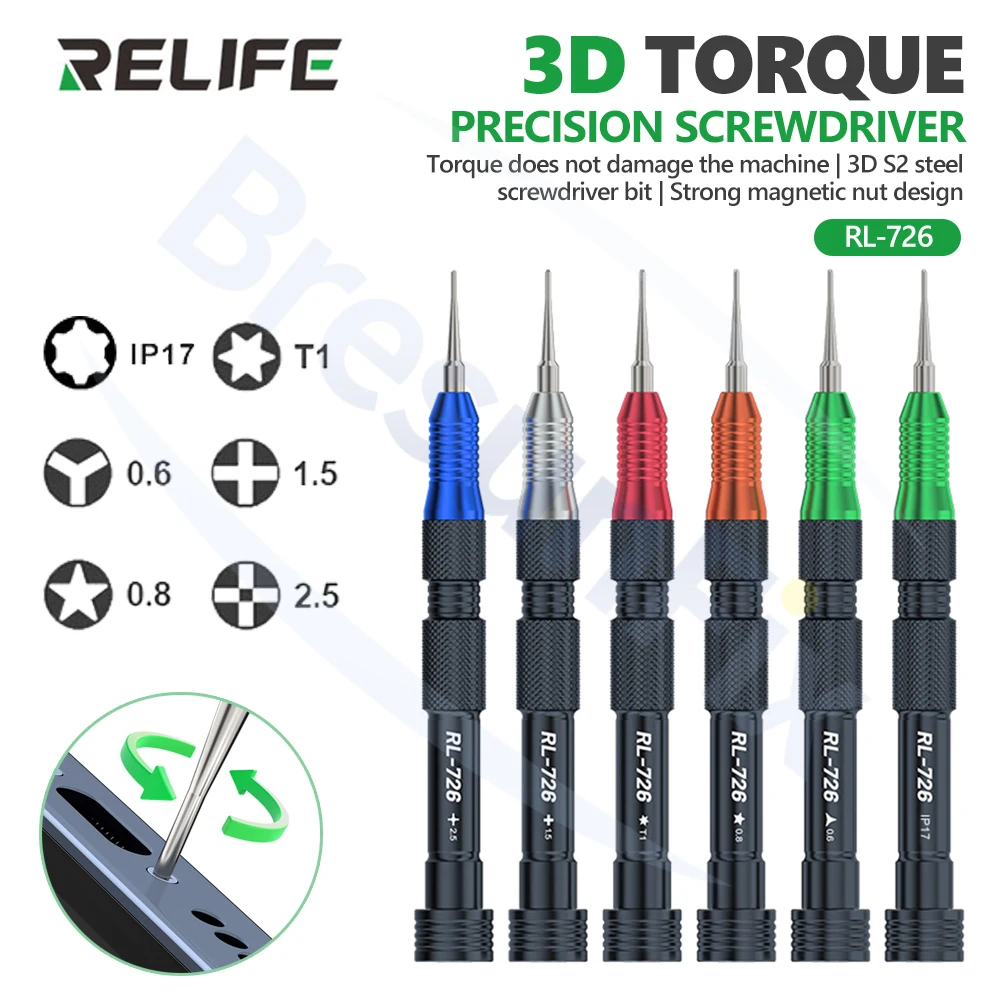 RELIFE RL-726 3D динамометрическая отвертка с сильным магнитным держателем гайки IP17 для ремонта мобильных телефонов, инструмент для удаления винтов
RELIFE RL-726 3D динамометрическая отвертка с сильным магнитным держателем гайки IP17 для ремонта мобильных телефонов, инструмент для удаления винтов