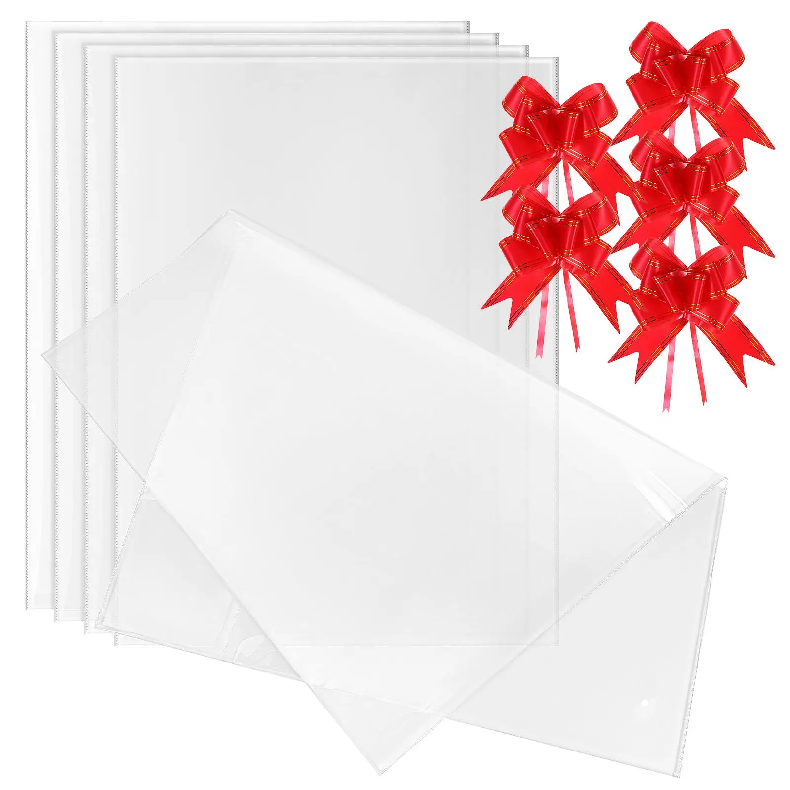 5 Pcs Large Cellophane Bags 75x100CM Clear Gift Wrap Red Ribbon Bow Baskets Christmas Cellophane Bags For Baskets Storage
5 Pcs Large Cellophane Bags 75x100CM Clear Gift Wrap Red Ribbon Bow Baskets Christmas Cellophane Bags For Baskets Storage