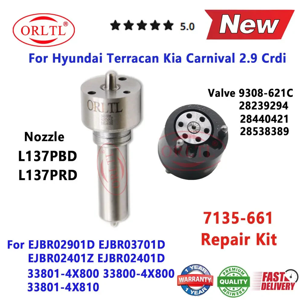 7135-661 Diesel Injector Repair Kits Nozzle L137PBD Valve 9308-621C for Terracan EJBR02901D EJBR03701D 33800-4X800 33801-4X810
7135-661 Diesel Injector Repair Kits Nozzle L137PBD Valve 9308-621C for Terracan EJBR02901D EJBR03701D 33800-4X800 33801-4X810