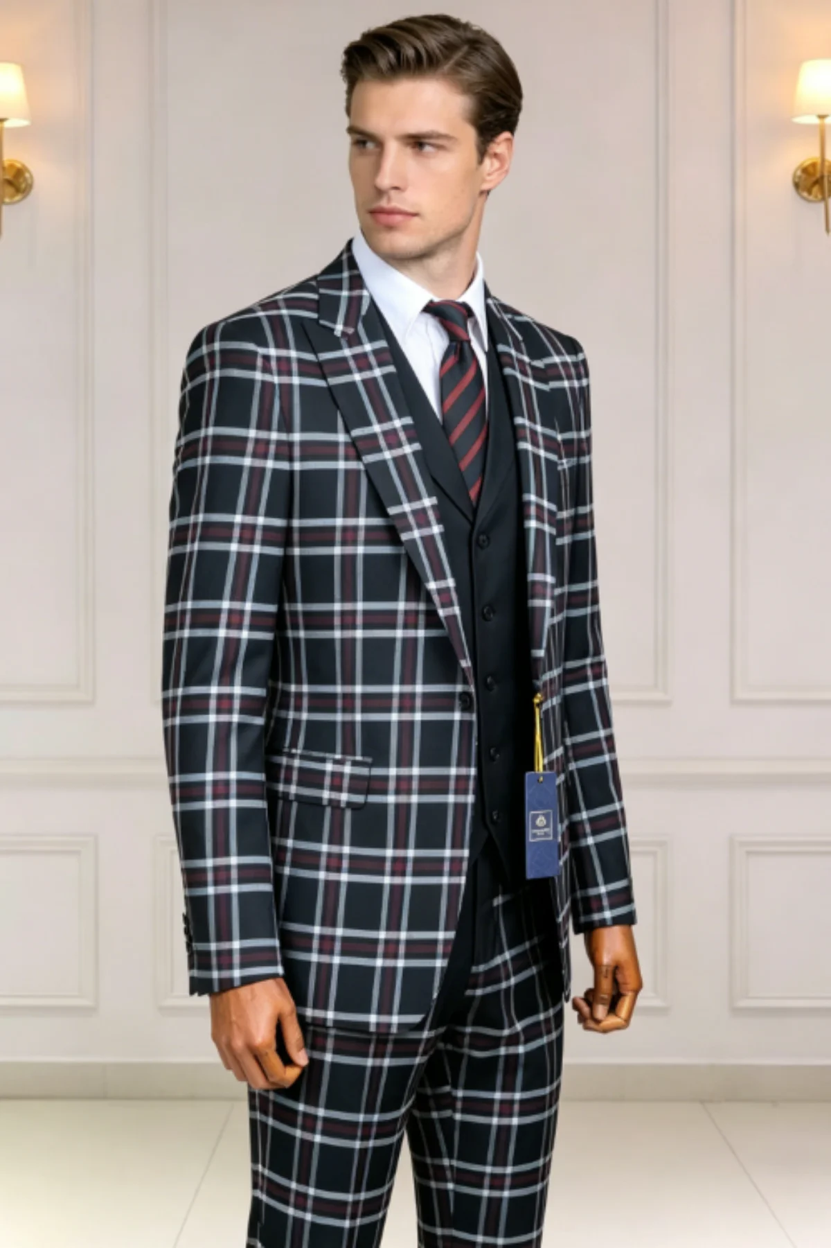 Business Plaid Formal Banquet Groom Wedding Tuxedos Customized Slim Fit Peak Lapel Men Suits 3 Pieces Sets trajes para hombre
Business Plaid Formal Banquet Groom Wedding Tuxedos Customized Slim Fit Peak Lapel Men Suits 3 Pieces Sets trajes para hombre