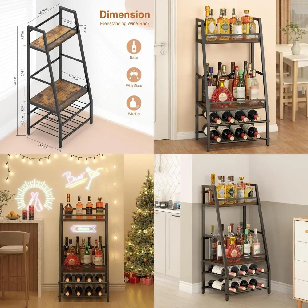 Freestanding 4-Tier Trapezoid Wine Rack, Corner Liquor Cabinet for Whiskey & Liquor Bottles, Suitable for Living Room, Kitchen,
Freestanding 4-Tier Trapezoid Wine Rack, Corner Liquor Cabinet for Whiskey & Liquor Bottles, Suitable for Living Room, Kitchen,