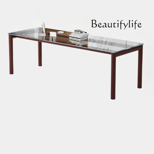 Italian light luxury villa extended glass desk modern minimalist art large flat dining table and chairs
Italian light luxury villa extended glass desk modern minimalist art large flat dining table and chairs