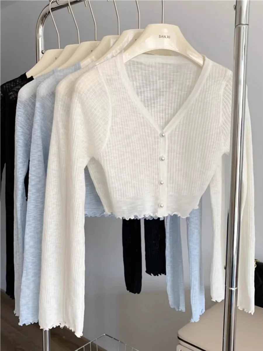 White Ice Silk Knitted Sun Protection Cardigan Women's Thin oulder awl Summer Matching ter Dr Outer Small Cannon irt
White Ice Silk Knitted Sun Protection Cardigan Women's Thin oulder awl Summer Matching ter Dr Outer Small Cannon irt