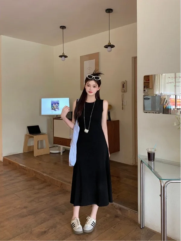 plus Size Women's Summer New Style Black round Neck Vest Dress Slimming Long A-Line Cotton Gown for Plump Ladies
plus Size Women's Summer New Style Black round Neck Vest Dress Slimming Long A-Line Cotton Gown for Plump Ladies