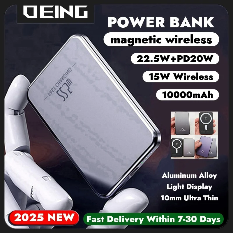 10000mAh New Thin Alloy Magnetic Powerbank 20W Wireless Fast Charger Power Bank External Battery For Apple iPhone Samsung Xiaomi
10000mAh New Thin Alloy Magnetic Powerbank 20W Wireless Fast Charger Power Bank External Battery For Apple iPhone Samsung Xiaomi
