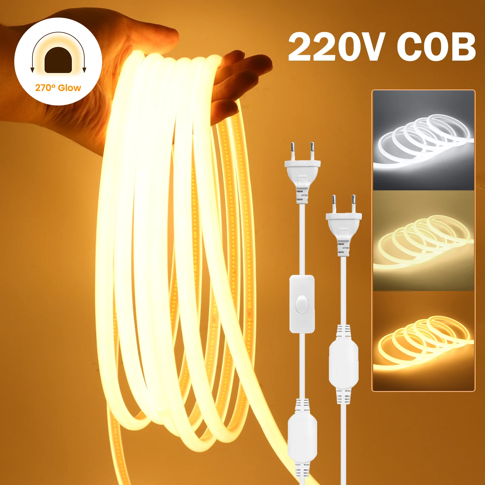 Светодиодная неоновая лента COB 220 В 270 ° Водонепроницаемая гибкая лента с равномерным свечением, 288 светодиодов/м, с переключателем, вилкой европейского стандарта для домашнего садового освещения
Светодиодная неоновая лента COB 220 В 270 ° Водонепроницаемая гибкая лента с равномерным свечением, 288 светодиодов/м, с переключателем, вилкой европейского стандарта для домашнего садового освещения