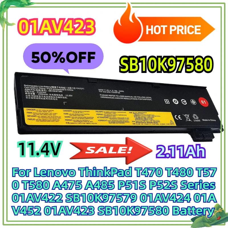 For Lenovo ThinkPad T470 T480 T570 T580 A475 A485 P51S P52S Series 01AV422 SB10K97579 01AV424 01AV452 01AV423 SB10K97580 Battery
For Lenovo ThinkPad T470 T480 T570 T580 A475 A485 P51S P52S Series 01AV422 SB10K97579 01AV424 01AV452 01AV423 SB10K97580 Battery