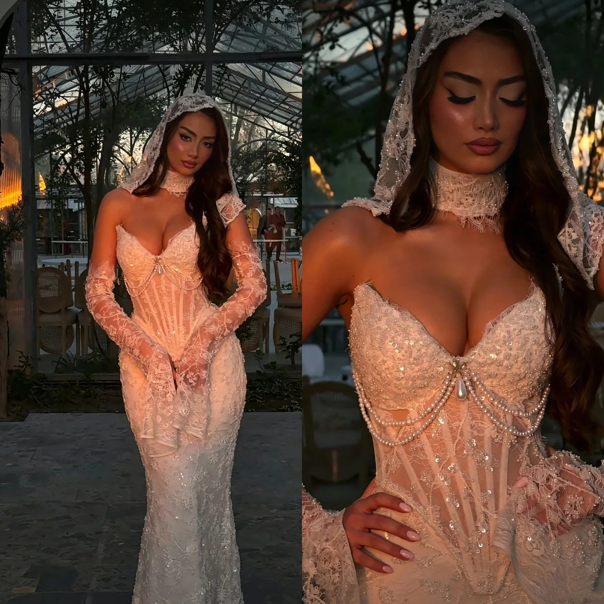 New Mermaid Lace Pearl Princess Wedding Dress V-neck Waist Detachable Long Sleeve Bridal Dress Vestido De Novia Customized
New Mermaid Lace Pearl Princess Wedding Dress V-neck Waist Detachable Long Sleeve Bridal Dress Vestido De Novia Customized