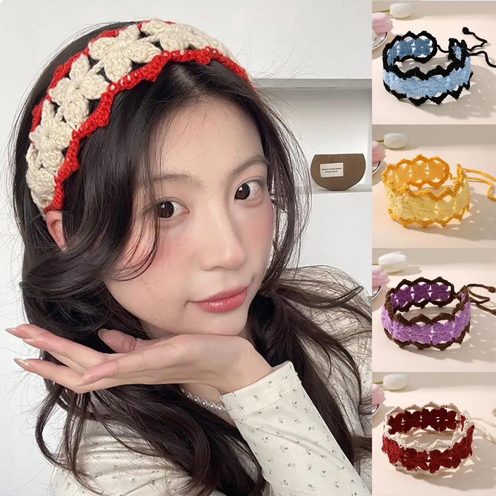 Woolen Knitted Headband Hollow Out Hair Scarf Hand-woven Hair Accessories Floral Crochet Bandana Headscarf Sweet Headwear
Woolen Knitted Headband Hollow Out Hair Scarf Hand-woven Hair Accessories Floral Crochet Bandana Headscarf Sweet Headwear