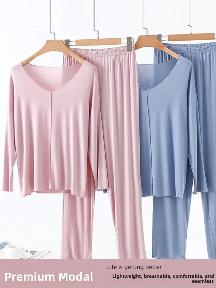 Women's Long Sleeve Modal Home Clothes Set V-Neck T-Shirt Long Pants Loose Cool Feeling Sleepwear Two-Piece Set Suitable for ...
Women's Long Sleeve Modal Home Clothes Set V-Neck T-Shirt Long Pants Loose Cool Feeling Sleepwear Two-Piece Set Suitable for ...