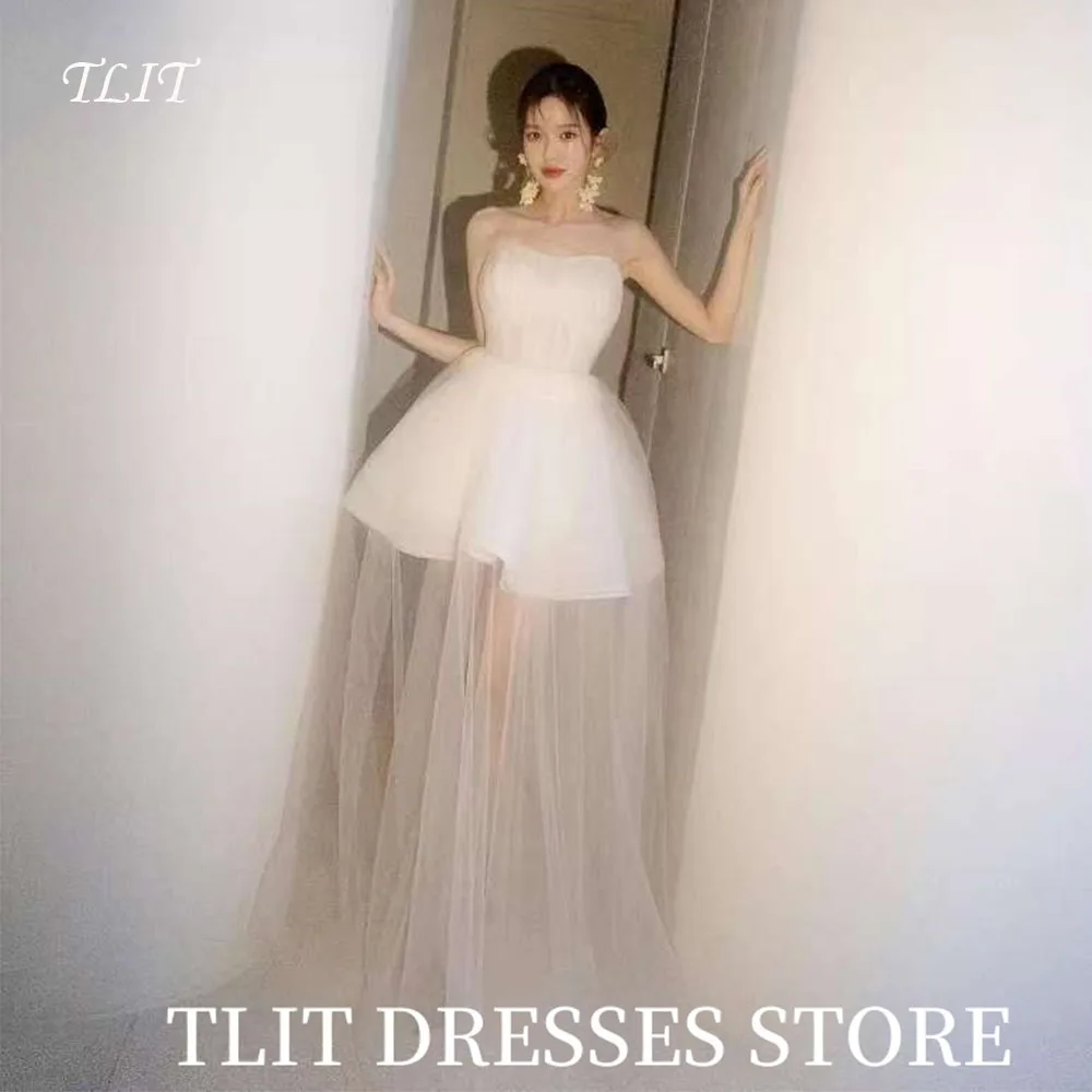 TLIT Elegant White Short Wedding Dresses Strapless Prom Gowns Korea Bridal Dress Photos Shoot Customized Long Tulle Gowns
TLIT Elegant White Short Wedding Dresses Strapless Prom Gowns Korea Bridal Dress Photos Shoot Customized Long Tulle Gowns