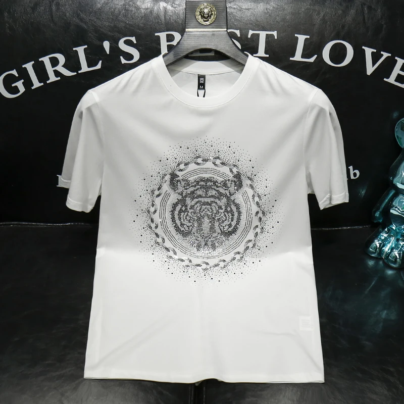 Luxury Hot Diamond Printing T-shirts Men Summer Short Sleeve Slim Fit Casual Tshirt Round Neck Social Tee Tops Men Clothing 2023
Luxury Hot Diamond Printing T-shirts Men Summer Short Sleeve Slim Fit Casual Tshirt Round Neck Social Tee Tops Men Clothing 2023