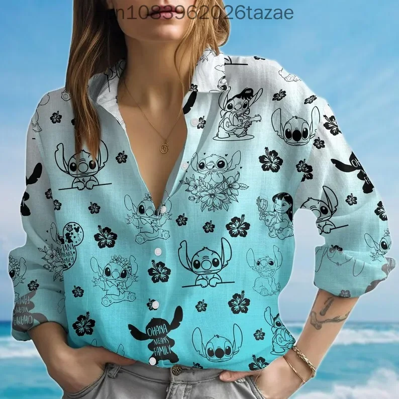 Женская рубашка Disney Stitch 2025 года, женская повседневная рубашка Stitch, рубашка с 3D пуговицами
Женская рубашка Disney Stitch 2025 года, женская повседневная рубашка Stitch, рубашка с 3D пуговицами