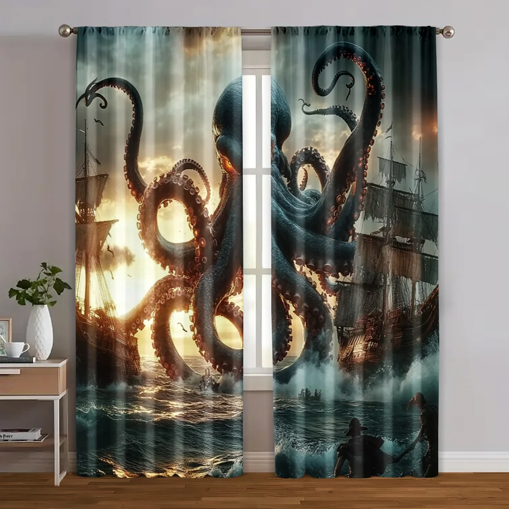 2pcs, Print Curtains Octopus monster Versatile Fabric (without rod) Home Decor Ldeal for Study, Living Room, Kitchen - Home
2pcs, Print Curtains Octopus monster Versatile Fabric (without rod) Home Decor Ldeal for Study, Living Room, Kitchen - Home