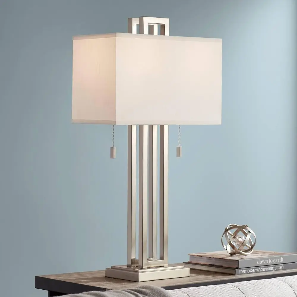 30 Tall Brushed Nickel Silver Open Metal Shade Rectangular Table Lamp for Bedroom, Living Room, Home Office
30 Tall Brushed Nickel Silver Open Metal Shade Rectangular Table Lamp for Bedroom, Living Room, Home Office