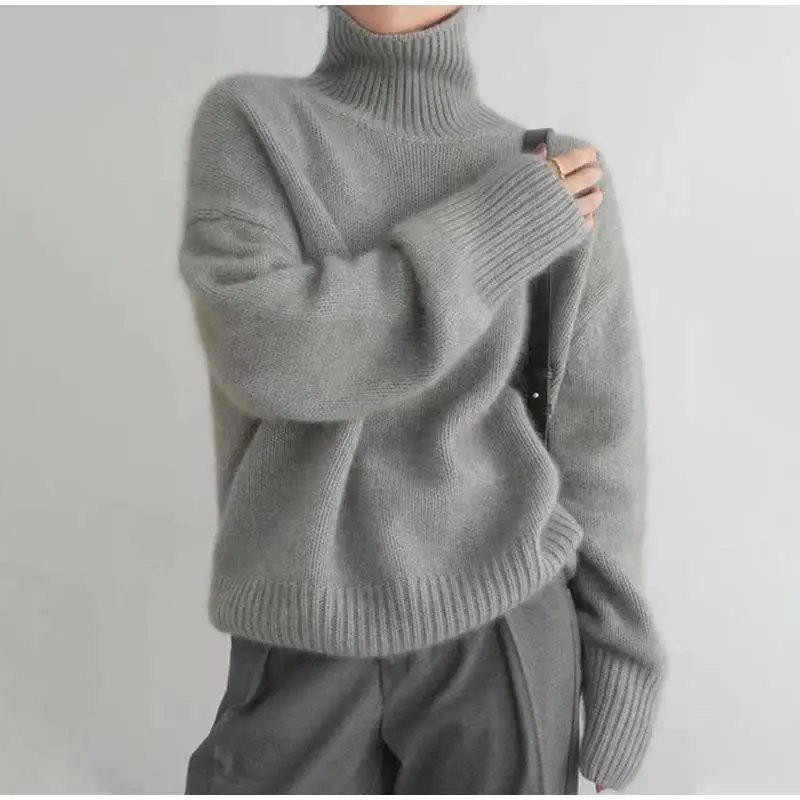Fashion Wool Cashmere Sweater Women Turtleneck Knitted Pullover Fall Winter Casual Loose Thick Sweaters Korean Fashion Wholesale
Fashion Wool Cashmere Sweater Women Turtleneck Knitted Pullover Fall Winter Casual Loose Thick Sweaters Korean Fashion Wholesale