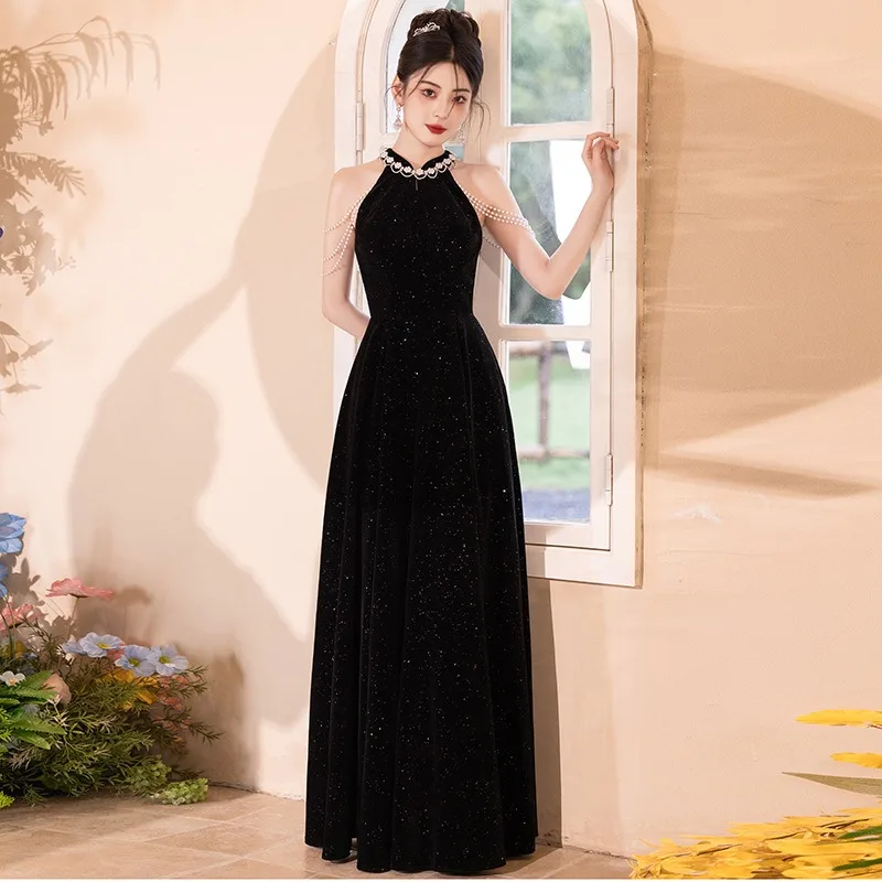 Evening Dress 2025 New Black Banquet Temperament Slim Stand Collar Sleeveless Princess Fluffy Party Dresses Formal Women Elegant
Evening Dress 2025 New Black Banquet Temperament Slim Stand Collar Sleeveless Princess Fluffy Party Dresses Formal Women Elegant