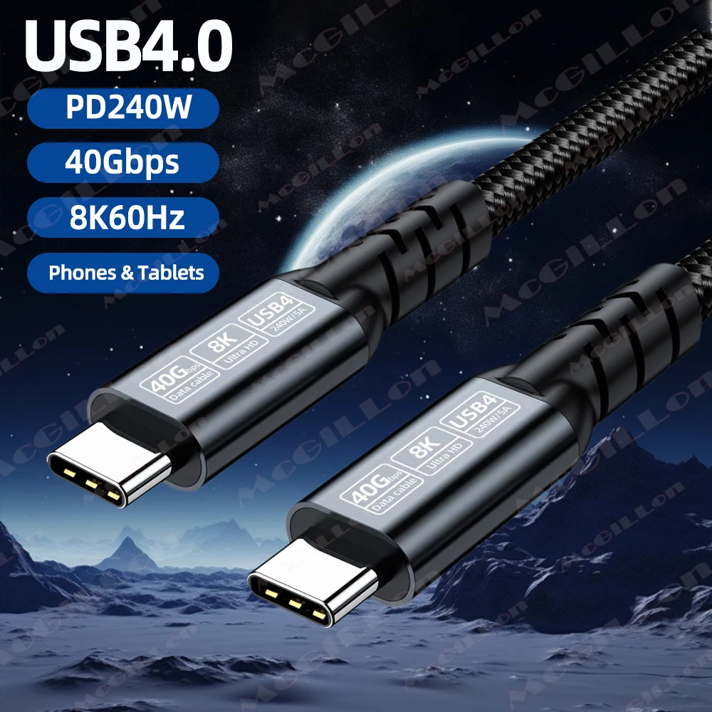 8K USB 4 Thunderbolt 4/3 Cable 40Gbps Type C TO USB-C Cable PD240W Type-c Fast Charging Cable for Macbook iPad to Monitor Laptop
8K USB 4 Thunderbolt 4/3 Cable 40Gbps Type C TO USB-C Cable PD240W Type-c Fast Charging Cable for Macbook iPad to Monitor Laptop
