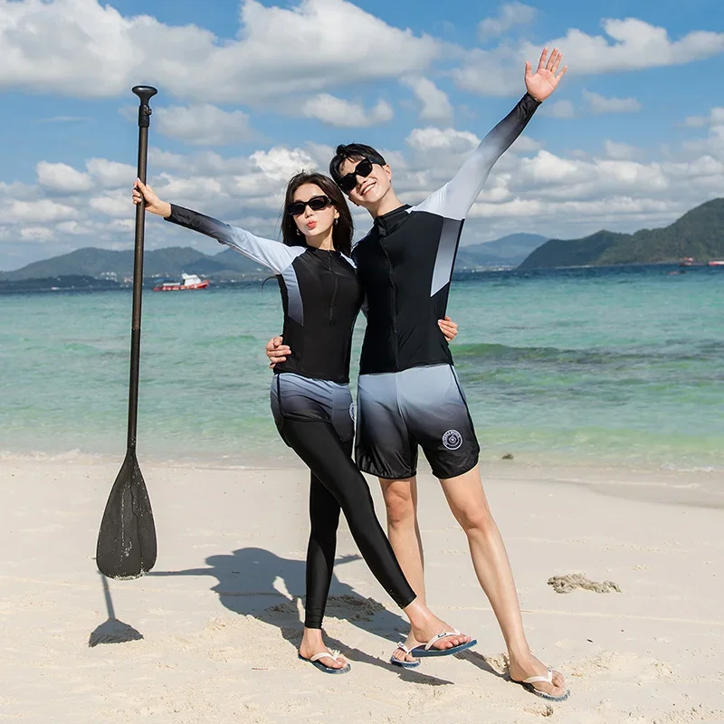 

New Rash Guards Couple Long Sleeve Swimsuit Women Men Surfing Suit Tankini Rashguard Sports Swimsuit Beachwear 2024 Wetsuit