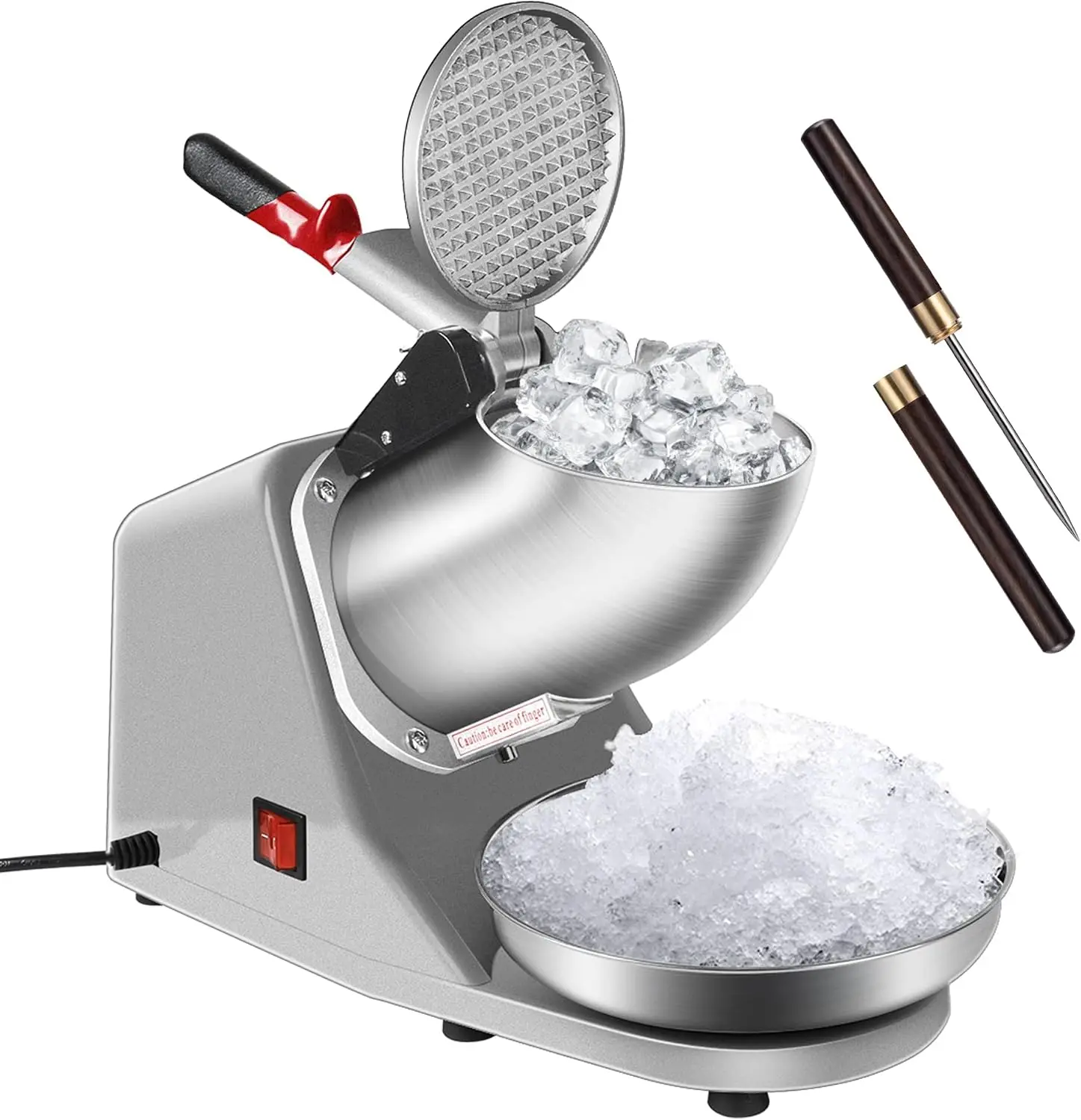 Electric Ice Shaver Snow Cone Maker Machine 143lbs/hr with Ice Pick for Home and Commercial Use
Electric Ice Shaver Snow Cone Maker Machine 143lbs/hr with Ice Pick for Home and Commercial Use