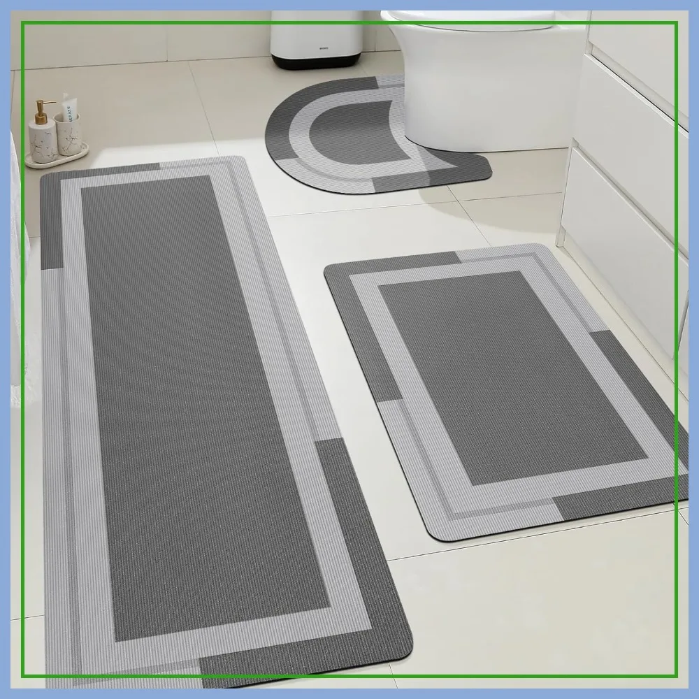 Non Slip Bath Mat, Thin Bathroom Rugs Fit Under Door, Quick Dry, Machine Washable, Grey Bordered 3 Piece
Non Slip Bath Mat, Thin Bathroom Rugs Fit Under Door, Quick Dry, Machine Washable, Grey Bordered 3 Piece