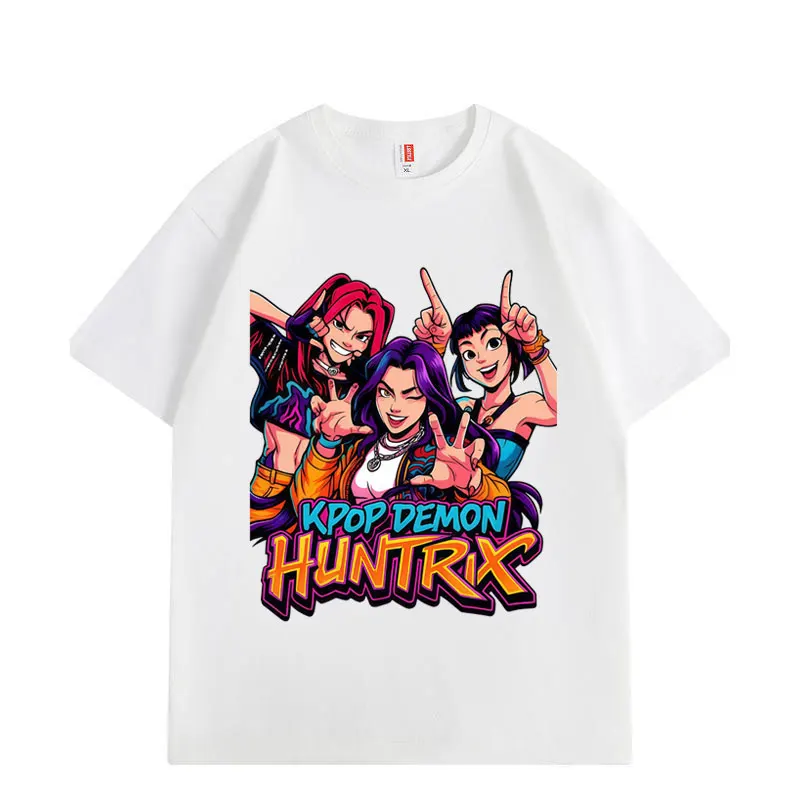 KPop Demon Hunters Cartoon T Shirt High Quality Fashion Short Sleeve T-shirts Men Women Casual Loose Cotton T-shirt Streetwear
KPop Demon Hunters Cartoon T Shirt High Quality Fashion Short Sleeve T-shirts Men Women Casual Loose Cotton T-shirt Streetwear