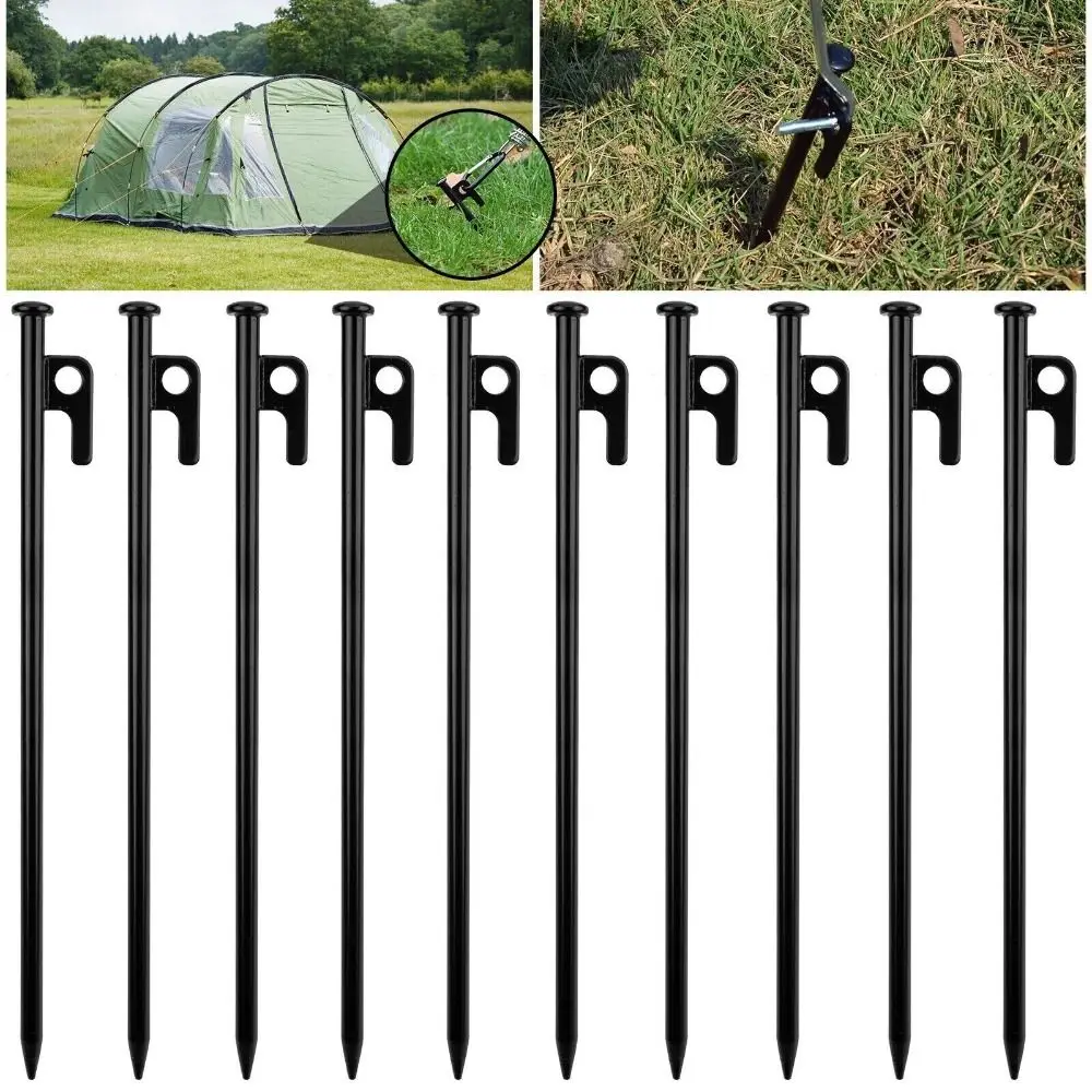 10Pcs Durable 30cm Ground Nails Steel Nails Black Camping Pegs Heavy Duty With Hanging Holes Tent Pegs
10Pcs Durable 30cm Ground Nails Steel Nails Black Camping Pegs Heavy Duty With Hanging Holes Tent Pegs