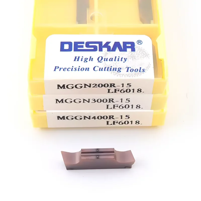 MGGN150 MGGN200 MGGN250 MGGN300 MGGN400 MGGN500 R/L-15 LF6018 DESKAR CNC turning tool carbide grooving insert for lathe tool
MGGN150 MGGN200 MGGN250 MGGN300 MGGN400 MGGN500 R/L-15 LF6018 DESKAR CNC turning tool carbide grooving insert for lathe tool