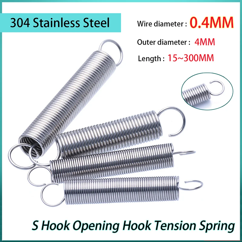 304 Stainless Steel S-shaped Open Hook Tension Spring Pullback Extension Expansion Spring Wire Dia 0.4MM OD 4MM L: 15~300MM
304 Stainless Steel S-shaped Open Hook Tension Spring Pullback Extension Expansion Spring Wire Dia 0.4MM OD 4MM L: 15~300MM