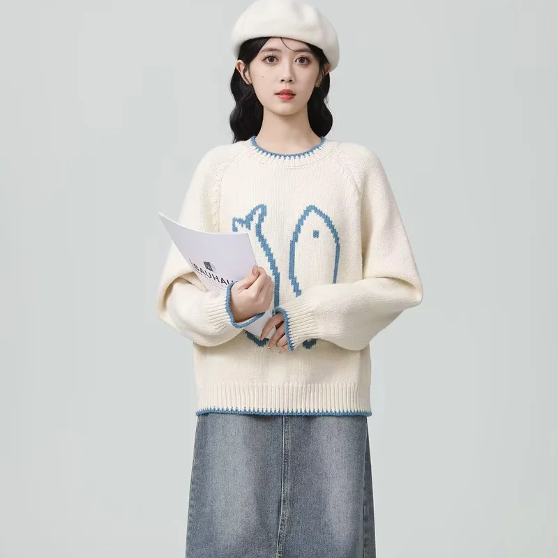 Новый женский вязаный свитер с круглым вырезом в стиле ретро, свободный мягкий восковый жаккардовый пуловер, топ
Новый женский вязаный свитер с круглым вырезом в стиле ретро, свободный мягкий восковый жаккардовый пуловер, топ