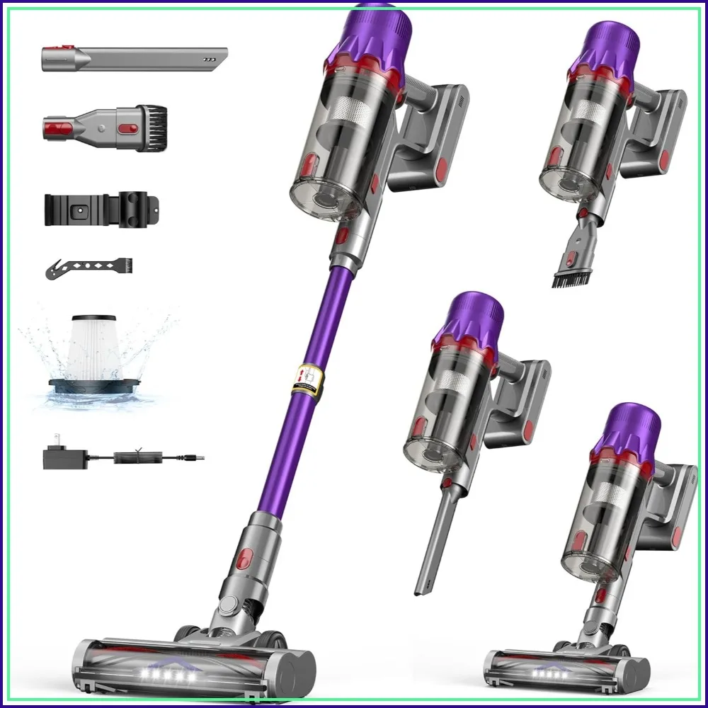 Cordless Stick Vacuum 55-Min Runtime HEPA Filter Anti-Tangle LED Light for Pet Hair Carpets Hard Floors
Cordless Stick Vacuum 55-Min Runtime HEPA Filter Anti-Tangle LED Light for Pet Hair Carpets Hard Floors
