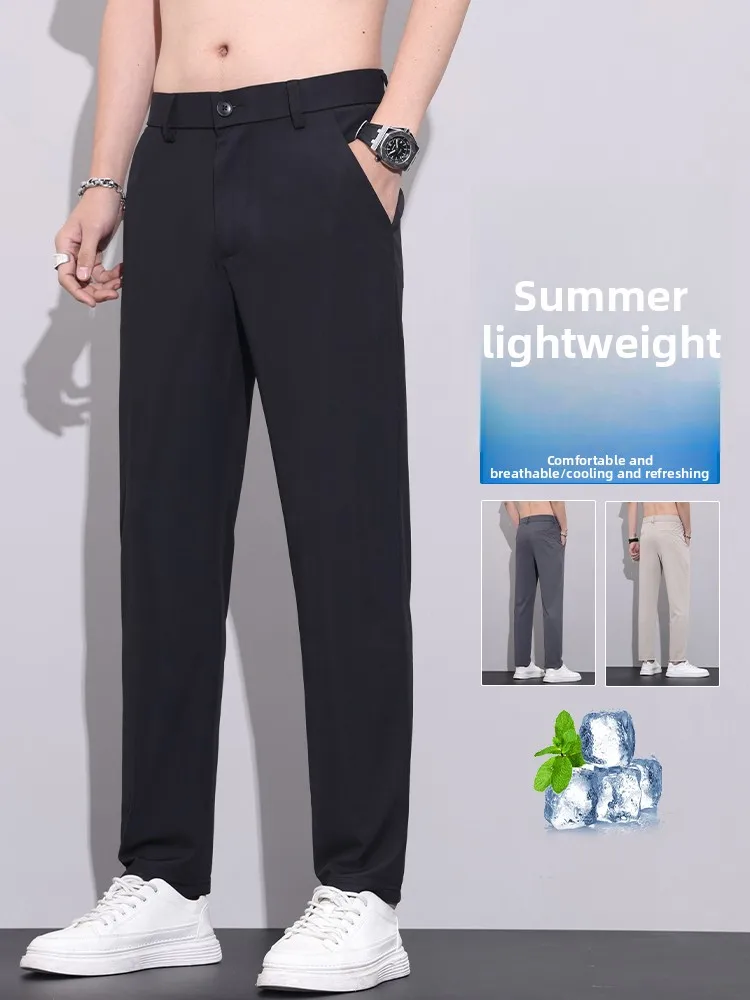 Мужские летние брюки из ледяного шелка: тонкие, прямые, эластичные, облегающие, быстросохнущие, спортивные, модные, городские, свободного кроя
Мужские летние брюки из ледяного шелка: тонкие, прямые, эластичные, облегающие, быстросохнущие, спортивные, модные, городские, свободного кроя